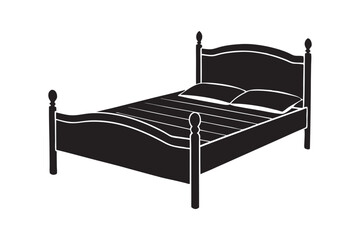 furniture bed silhouette vector illustration