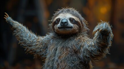 Naklejka premium Charming Sloth Boogying to the Beat