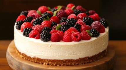 Delicious Cheesecake Topped With Fresh Berries