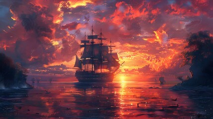 Fototapeta premium Sailing into the Sunset.