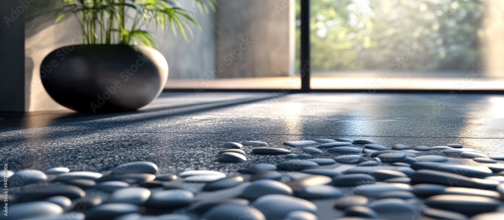 Poster 3d rendering of a simple floor adorned with small stones