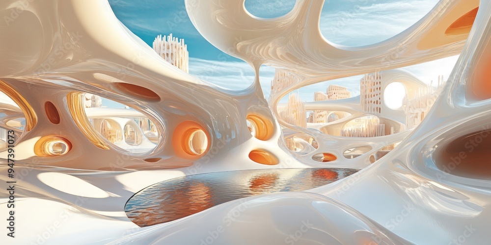 Poster abstract architecture in 3d rendering 3d illustration