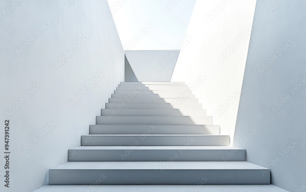 Poster 3d rendering of stairs located on the first floor of a building complex