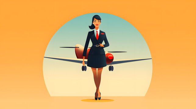 Flight attendant illustration logo