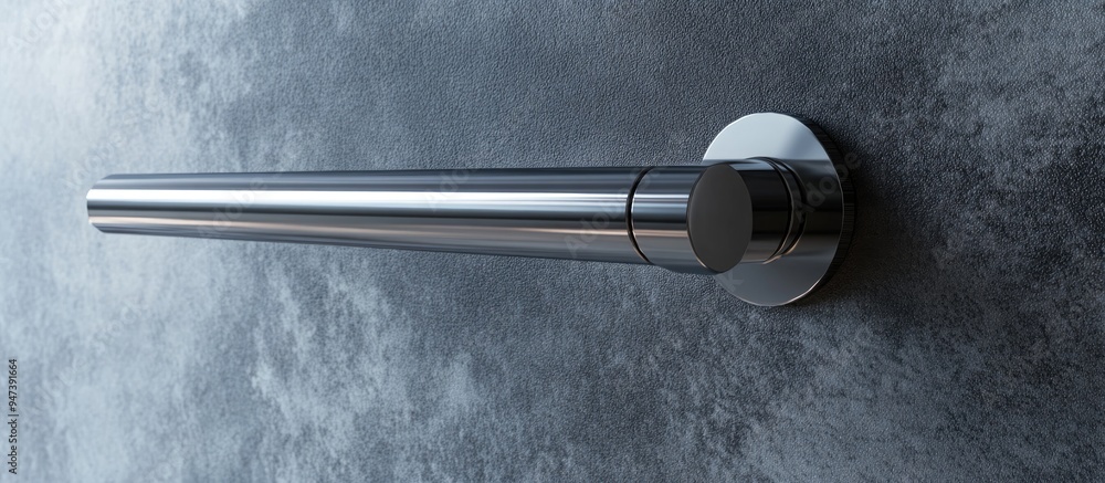 Poster 3d rendering of a shower hose handle designed for a bathroom setting