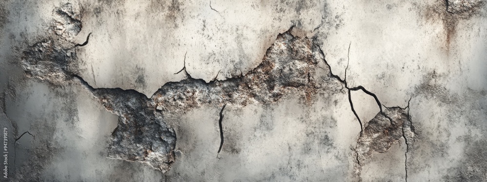 Poster 3d rendering of an old grunge wall background featuring abstract elements like cracks spots and stai