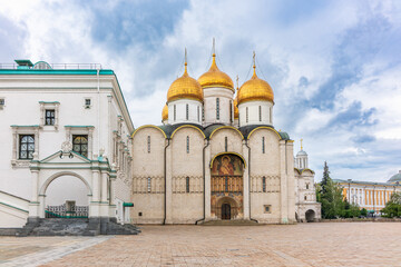 The Dormition Cathedral in Moscow Kremlin, also known as the Assumption Cathedral or Cathedral of the Assumption