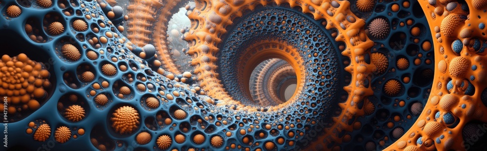 Aufkleber Fractal radial pattern depicted in a 3D cartoon rendering focusing on themes of science technology and design