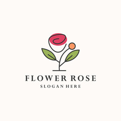 Rose flower logo vector and icon design concept on white background