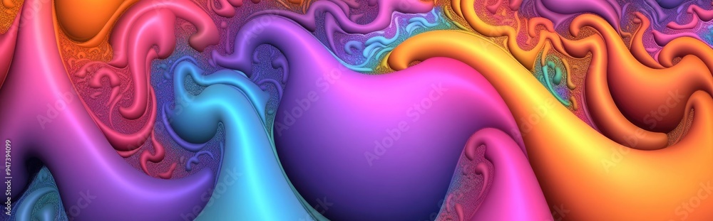 Poster fractal rendition of an abstract colored background in 3d cartoon style