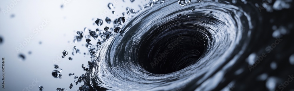 Poster Black hole with circle spin effect in a 3D cartoon rendering abstract background