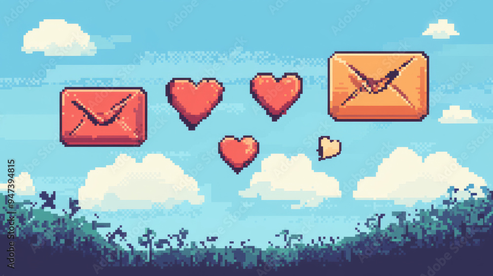 Poster 8-bit pixel art speech bubbles and message dialog boxes, vector icons designed for computer games. i
