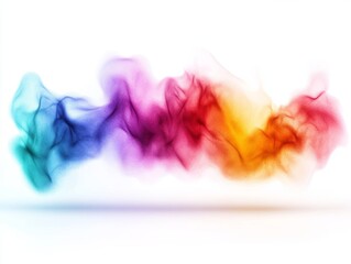 Vibrant smoke waves in a spectrum of colors blend beautifully against a soft white background, perfect for dynamic visuals.