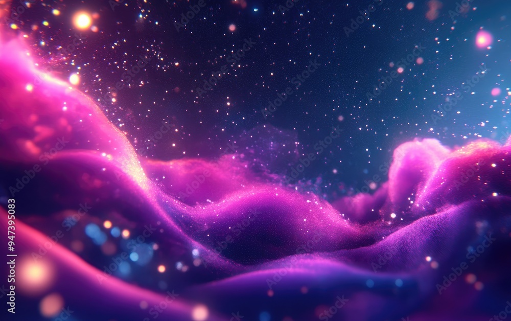 Poster Space nebula in 3D cartoon rendering suitable for projects related to science research and education 3D illustration