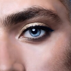 Obraz premium 4) Create a close-up of a model with elegant winged eyeliner and dramatic eye makeup