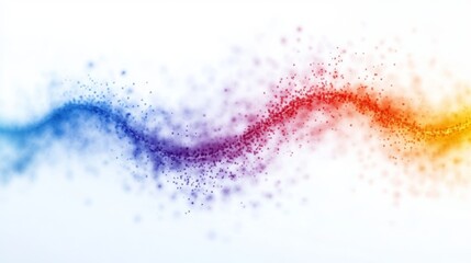 Vibrant wave pattern with colorful particles on a light background, symbolizing energy and creativity.