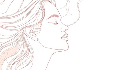 A simple line illustration of a lady&rsquo;s profile with elegant, flowing lines, capturing her serene expression and minimalistic details against a plain white background. 8k UHD, suitable for high-quality