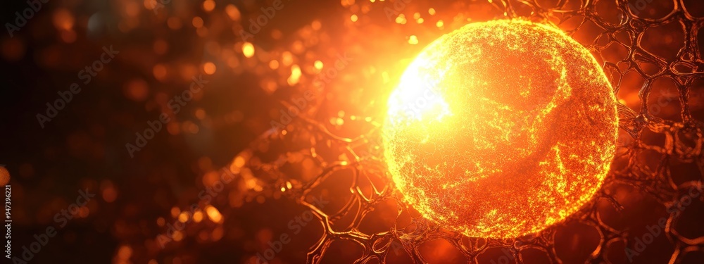 Aufkleber Abstract depiction of the sun in a 3D cartoon rendering featuring a fractal image