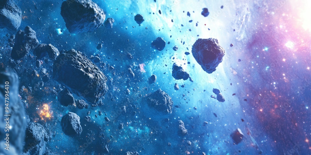 Poster space background in 3d cartoon rendering