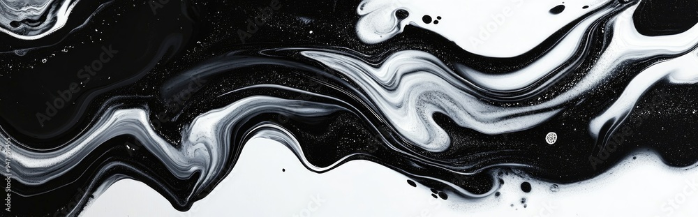 Aufkleber abstract flow acrylic and watercolor flow marble blot painting in a 3d cartoon rendering black and w