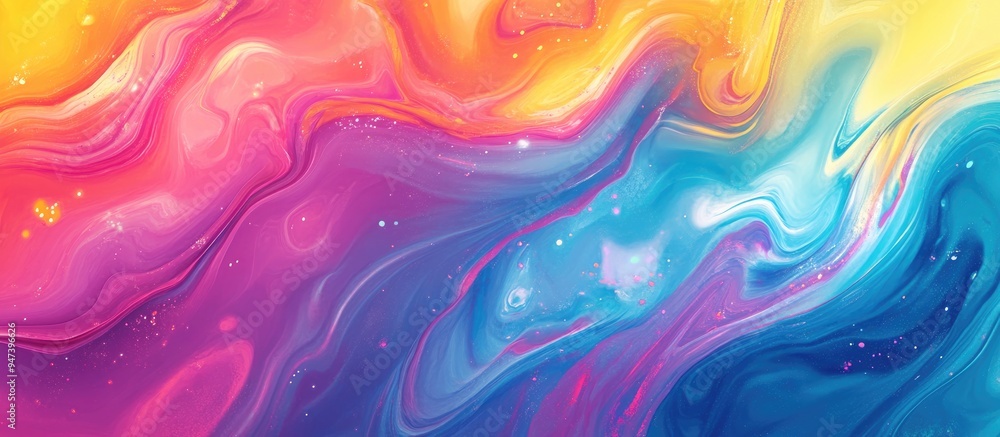 Poster Abstract colorful background with a hand drawn appearance on a water marble texture in 3D cartoon rendering