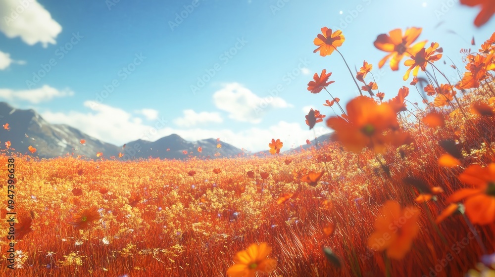 Aufkleber Fall cosmos field in 3D cartoon rendering