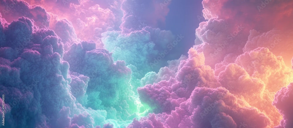 Poster beautiful heavens above depicted in a 3d cartoon rendering showcasing an ethereal cloudscape filled 