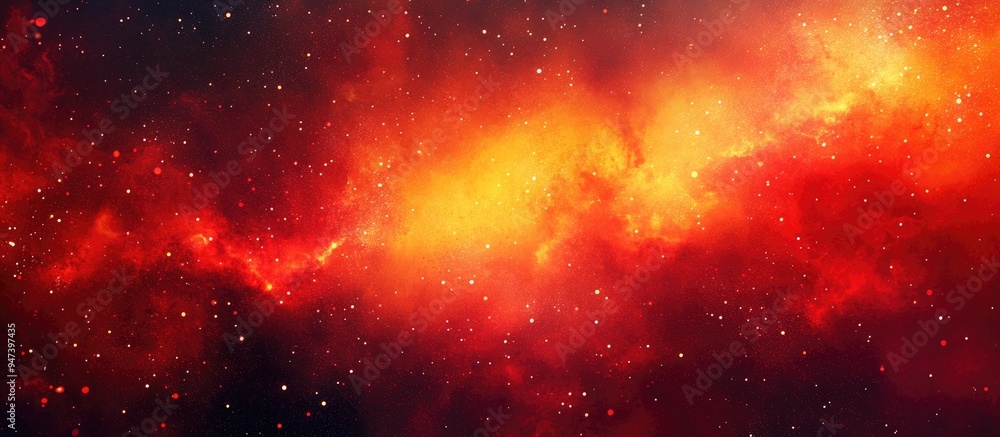 Aufkleber Bright red space nebula with a 3D cartoon rendering featuring dark red and orange gradient grungy smoke Abstract blaze of fire flame texture or background Red and yellow grunge watercolor backdrop