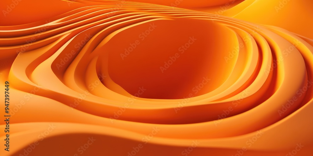 Poster gravity waves in orange shades surrounding a circle rendered in 3d cartoon style