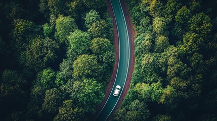 Fototapeta premium Aerial view of a forest road