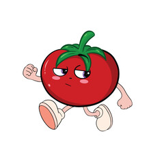 cute funny run tomato cartoon illustration