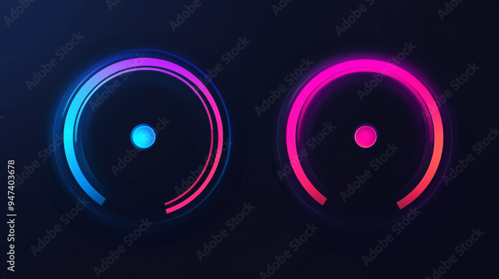 Aufkleber progress indicators, including load or download and upload icons for websites, vector circular graph