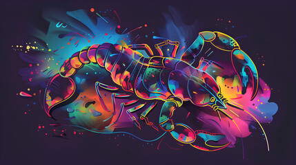 colorful Scorpio zodiac on a black background