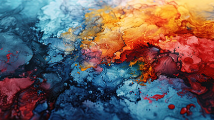 Fluid Paint Blue With Gold Marble Ink Abstract Art Background