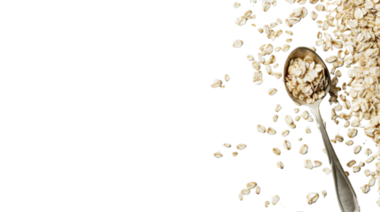 Oatmeal in spoon isolated on white background