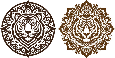 Tiger Mandala Style Illustration, 
