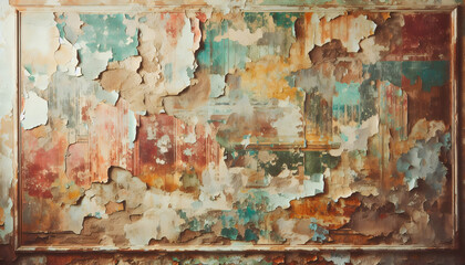 old brick concrete color painted wall crack grunge style background 