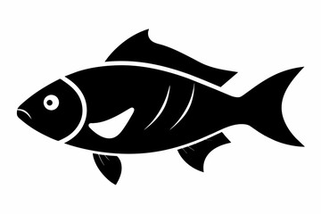 Tilapia fish silhouette black vector art illustration