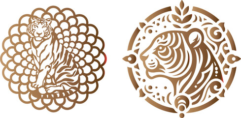 Tiger Mandala Style Illustration, 