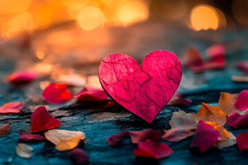 Fototapeta premium Valentines Day background with red heart