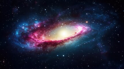 Fototapeta premium A vibrant, glowing galaxy with bright stars and swirling neon colors, vibrant, galaxy, bright