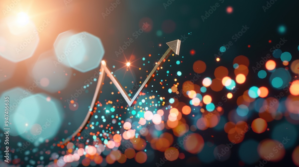 Poster an energetic stock photo capturing the momentum of business growth, with graphs showing a surge and 