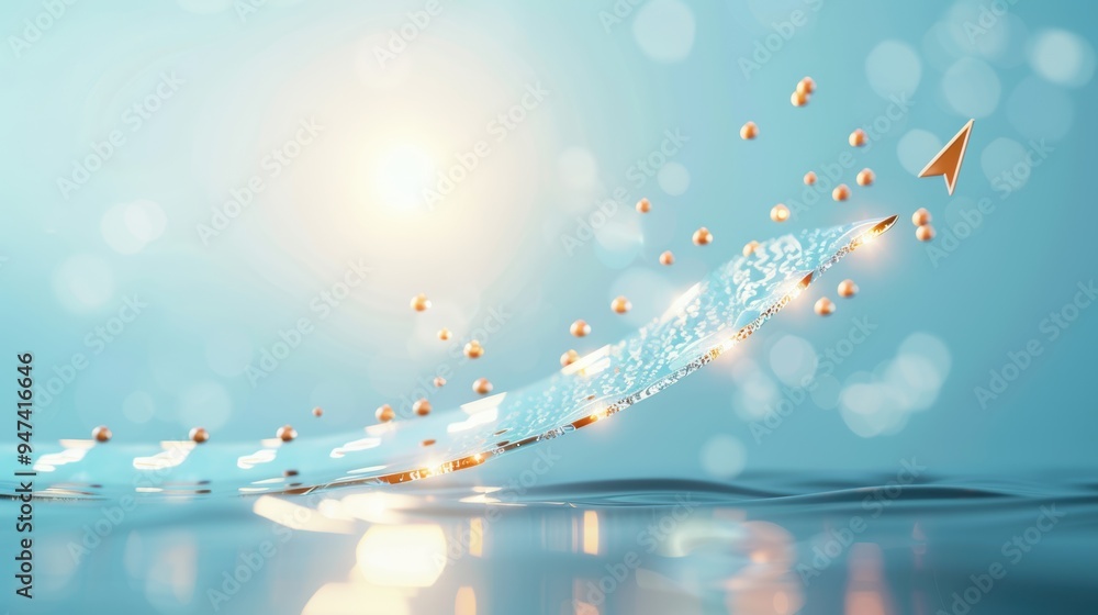 Poster a vibrant stock image illustrating the concept of business growth with dynamic charts showing a surg