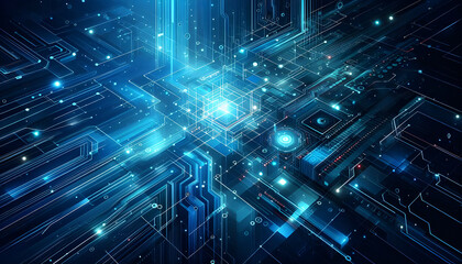 Blue neon geometric abstract background