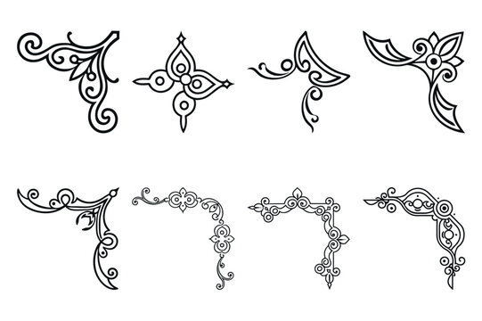 Ornamental Corner Set: Elegant Vector Designs for Websites, Logos, and Invitations