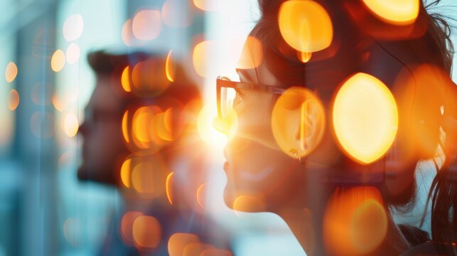 A focused team of business professionals collaborating on a project in a contemporary office space, reflecting competence and teamwork. The scene offers ample copy space for branding or promotional