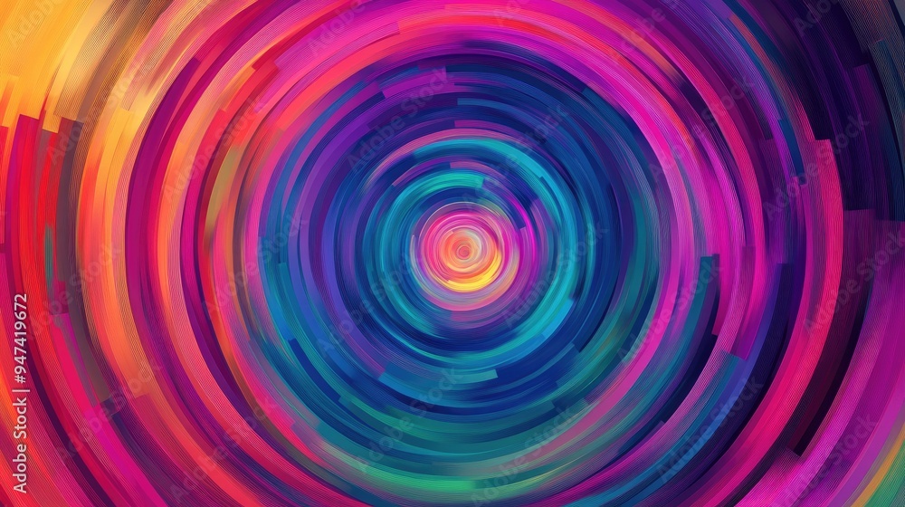 Poster colorful abstract circular geometric background design with a vibrant pattern