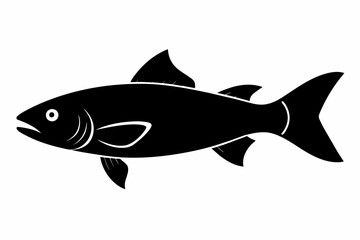 Trout fish silhouette black vector art illustration