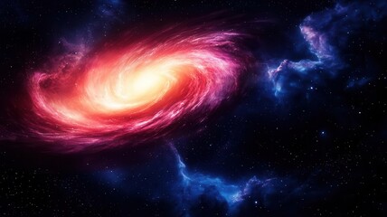 Obraz premium Cosmic creation, galaxy forming, dark matter web, gravitational forces, celestial balance