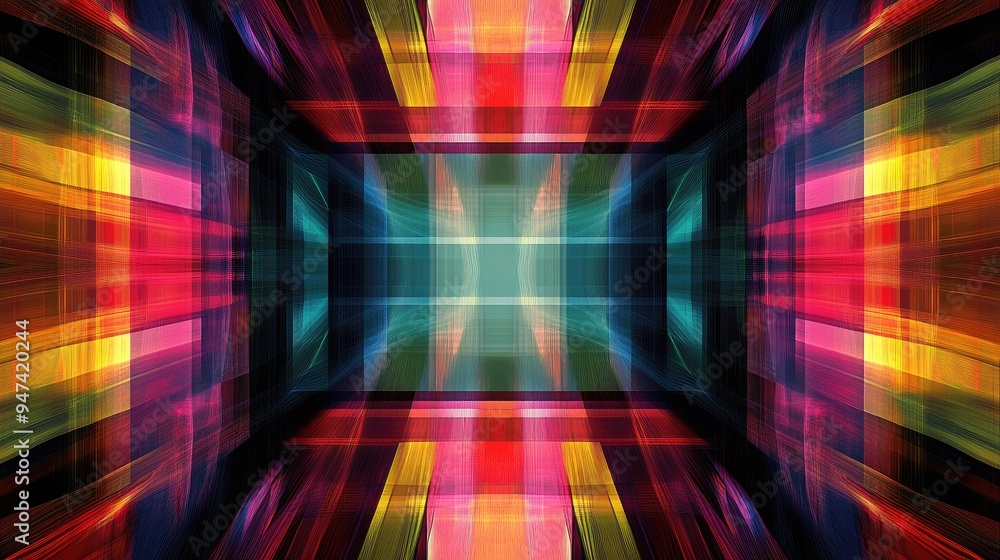 Poster colorful abstract pattern framed in a rectangle with an empty center